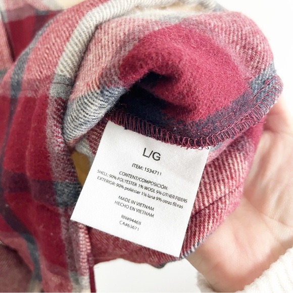 HFX Plaid Women's Shacket Jacket in Red and Cream Size L Pockets - Picture 6 of 8